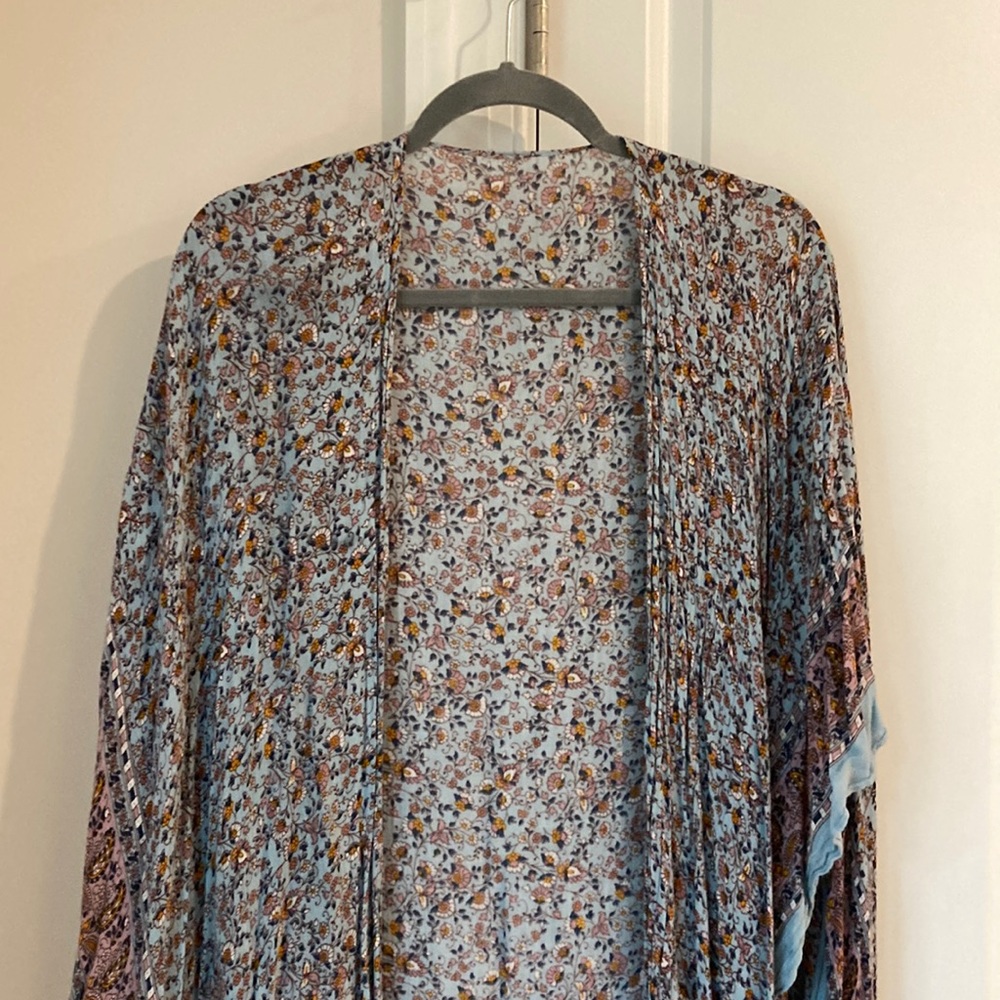 Printed long kimono